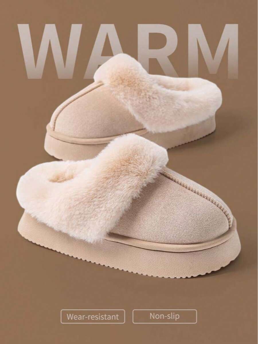 2025新款冬季毛绒拖鞋，女士加厚底蓬松保暖室内家居拖鞋