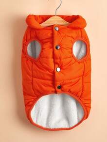 Autumn/Winter Pet Warm Jacket, Cat/Dog Windproof Insulated Cotton Coat - Orange - View 3