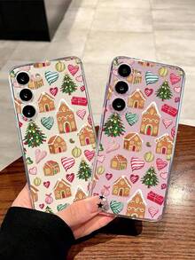 Funda para  con diseño de cabaña y árbol de Navidad, apta para los modelos  16E/15/14/13/12/11/PRO/PLUS/PROMAX/MINI, compatible con las series  S/A/M/NOTE,  S/G/EDGE/E, Transsion SPARK/HANTOM/CAMON/INFINIX, Series Honor 400/PLAY/X/Y, OPPO Reno/A/F,  14/Redmi/POCO/NOTE. Transparente, sencilla, elegante y duradera, fabricada con material TPU protector. Perfecta para San Valentín, Halloween, Navidad y otras ocasiones festivas: una opción ideal para uso personal o para regalar. - transparente - Ver 2