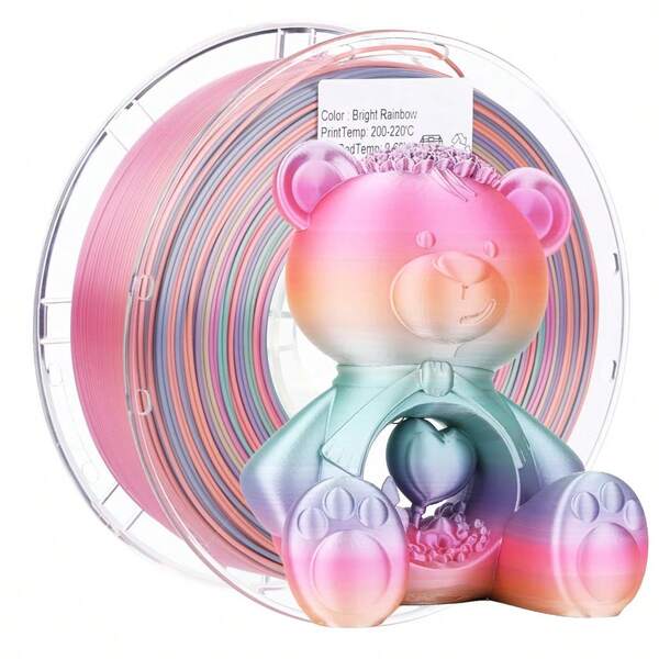 Plastique PLA de soie 1kg 1,75mm, nouveau filament d'imprimante 3D multicolore dégradé arc-en-ciel PLA avec changement de couleur