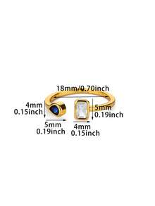 1Pc Cubic Zirconia Rings For Women 18K Gold Plated Geometric Open Adjustable Finger Ring Wedding Aesthetic Jewelry Gifts