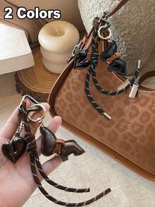 French Bulldog Heart Style Braided Rope Bag Pendant, PU Leather French Bulldog, Split Love Pendant Decoration, High Grade Contrast Color Bag Decoration, Pendant, Accessories, Car Pendant, Daily Necessities, Perfect Holiday Gift, Birthday Gift, For Lovers, Family, Friends, Best Friends, Heart To Heart, Colleagues, Great Holiday Or Women's Gift