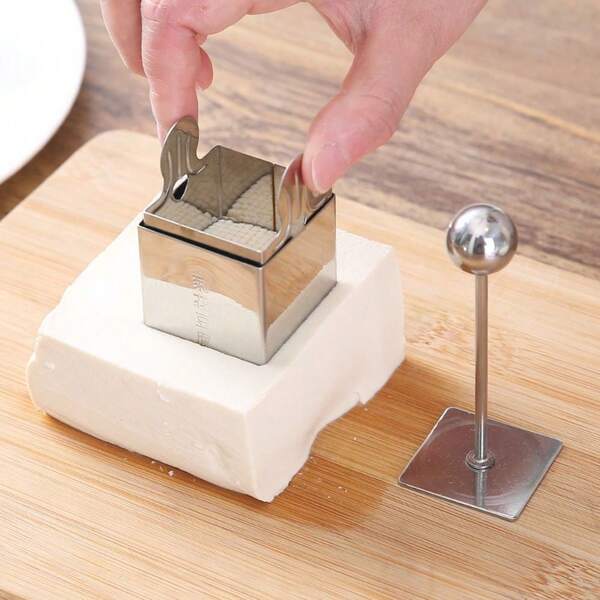 1Set Stainless Steel Tofu Shredding Mold Kitchen Accessories Cooking Tool Chrysanthemum Tofu Slicer Holder