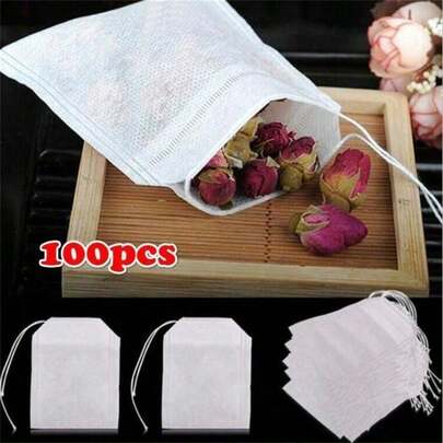 100Pcs/Lot Empty Scented Tea Bags Drawstring Pouch Bag 5.5 X 7CM Seal Filter For Medcine Cook Herb Spice Loose Tea Bag