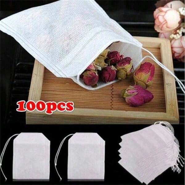 100Pcs/Lot Empty Scented Tea Bags Drawstring Pouch Bag 5.5 X 7CM Seal Filter For Medcine Cook Herb Spice Loose Tea Bag