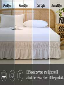 1pc Beige Solid Bed Skirt, Modern Style Bedding Set, Made Of Polyester Fiber, Available In Standard Double, Oversized Double, And Single Bed Sizes, Suitable For Bedroom And Dormitory, Great Gift For Holidays, Soft And Skin-Friendly, Unisex, Includes 1 Bed Skirt Only (No Filling) - Light Beige - View 5