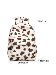 Grand sac à dos en peluche pour étudiants, sac à dos scolaire à imprimé vache mignon en patchwork de couleurs contrastées, convient pour les voyages, les achats, les sorties, les cadeaux pour femmes, adapté aux adolescentes, aux étudiantes, aux débutants et aux cadres. Convient pour le bureau, l'académie, le travail, les affaires, les déplacements, les activités extérieures, les voyages, les sorties.