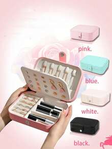 1 PC Flip Jewelry Box, Necklace, Ring Pendant, Bracelet, Earring Storage Box, Jewelry Packaging Box, Bedroom, Dressing Table, Dressing Table, Drawer For Home Storage And Organization Valentine Day Back To School