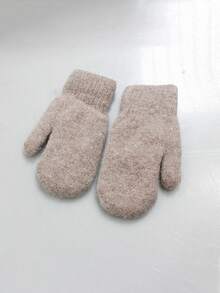 1 Pair Double Layered Velvet Thickened Warm Gloves Solid Color Versatile Cold Protection Gloves For Outdoor Cycling Winter Warm Unisex Plush Lining Mittens Birthday Christmas Gifts