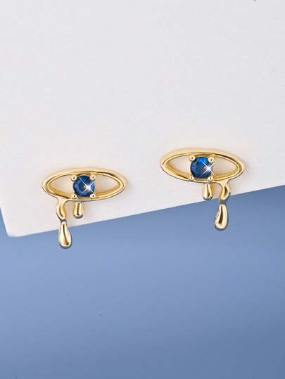 1 Pair S925 Sterling Silver Unique Delicate Niche Devil's Eye Stud Earrings For Women
