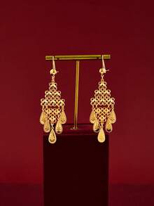 1 par de pendientes elegantes de estilo vintage dorado, adecuados para salidas casuales, reuniones, uso diario, citas, Navidad y otros festivales como regalo para damas, novias, padres