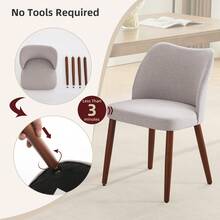 strundghti Modern Dining Chair Set Of 4, Linen Upholstered Kitchen Chair With Sold Wood Legs, Wing Backrest, Wooden Dinner Table, Accent Chair For Dining Room, Living Room - Gray Linen-4pcs - 查看 7