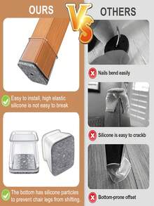 4/8/16/24 piezas Protectores cuadrados para patas de silla, Almohadillas de silicona para muebles para pisos de madera dura, Deslizadores de muebles para patas de silla, Protectores de piso rectangulares para sillas, Tapas antirruido para patas de silla, Protegen el piso y las patas de la mesa de rasguños, Adecuado para comedor, hotel, cafetería (Gris)