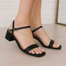 Sanf Women's Original Sandal With 5cm Block Heel, Square Thick, Comfortable, Elegant, Office (Nude, 33) - 黑色 - 查看 8