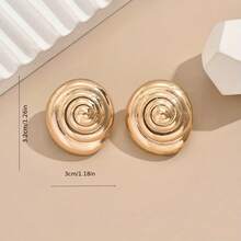 Pendientes de botón con espiral de concha vintage elegantes y versátiles, adecuados para viajes, vacaciones, fiestas, citas, banquetes y uso diario - Amarillo Oro - Ver 4