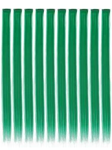 10 PCS Colored Clip In Hair Extensions 20 Inch Long Straight Hairpieces Clip In Synthetic, Halloween Cosplay Dress Up Fashion Party Christmas Carnival Music Festival New Year Gift For Women Kids Girls(RED)