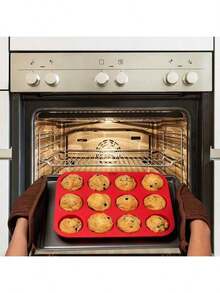 1pc, 12 Cups Silicone Muffin Pan, Nonstick Cupcake Pan, Regular Size Silicone Mold, Baking Tools, Kitchen Gadgets, Kitchen Accessories Home Appliances Gadgets Tools Christmas Stuff Cooking Christmas - Multicolor - View 4