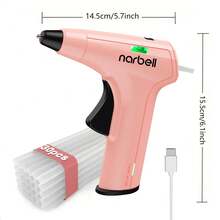 Narbell 4V Cordless Glue Gun, 12s Fast Preheating Glue Gun, Type-C Rechargeable With 2000mAh Battery, 7mm*30 Glue Sticks, Smart Shut-Off, Ideal For DIY/Handmade Projects/Repair - Pink - View 3