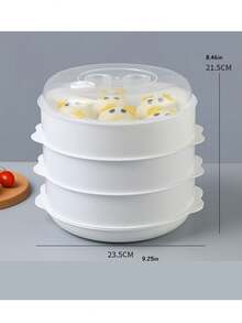 1/2/3层微波炉蒸锅，健康烹饪，快速简便，适合蔬菜、肉类、家禽、鱼类，无需用油，小巧便携，Dependable Industries 出品，可用洗碗机清洗