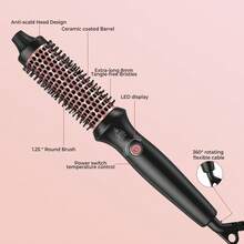 "Portable Hair Volumizing Brush With Adjustable Temperature, 200°C For Curly & Bouncy Hair – Compact & Travel-Friendly, Perfect For Daily Use, Home & On-The-Go Styling –  Hair Care" - 查看 11