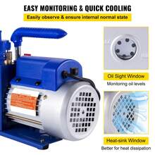 Bomba de vacío 7 CFM 1/2 HP Bomba de vacío de aire acondicionado de una sola etapa para sistemas R12 R22 R134a R410a 110 V 5 PA Ultimate vacío refrigerante HVAC herramienta para reparación de automóviles evacuación de vacío - 7 CFM 1/2 HP - Ver 5