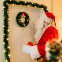 20个LED圣诞藤蔓灯，适用于楼梯、栏杆、壁炉架和门框装饰，室内办公室节日装饰，无羽毛，塑料材质，壁挂式，圣诞装饰品