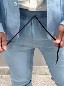 Men's Set Blazer Pants Slim Suit Formal Fashion - 淺藍色 - 查看 4