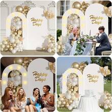 Pink Arch Backdrop Stand With Lights, Foam Board Balloon Arch Background Stand Frame For Birthday, Wedding, Baby Shower, Engagement, Graduation Party Decorations (Indoor) - 白色 - 查看 6