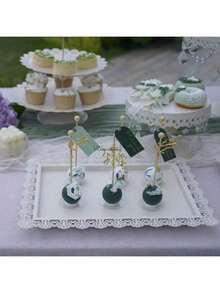 8-Piece Dessert Table Display Set: Romantic Golden Round Cake Stand & Cupcake Tower For Birthday Parties, Weddings & Baby Showers, Dessert Table Display Set,Food Display Stands,Home Decor - trắng - Xem 5