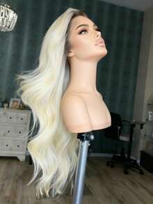 13X4 HD Transparent Platinum Blonde Body Wave Lace Front Wigs Human Hair Pre Plucked Free Part With Baby Hair 250 Density Water Wave Wigs Glueless White Colored Lace Front Wigs For Women Perfect Daily Wear Parties - 根染&漸變色 - 查看 6