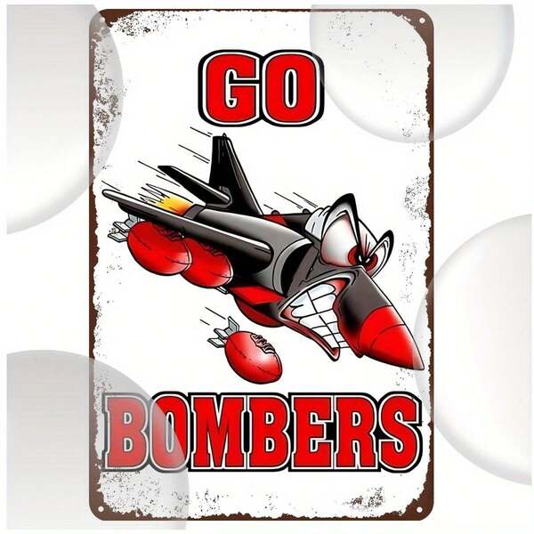 1 pezzo Insegna vintage in metallo dei Essendon Bombers, 20cm x 30cm, opera d'arte in ferro per la stanza degli uomini, bar, garage, fattoria - cartellone decorativo universitario.