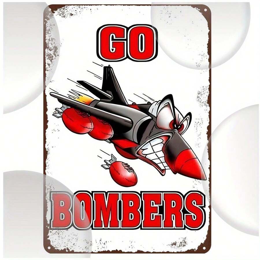 1 pezzo Insegna vintage in metallo dei Essendon Bombers, 20cm x 30cm, opera d'arte in ferro per la stanza degli uomini, bar, garage, fattoria - cartellone decorativo universitario.