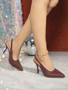 Elegante spitze Rückenfrei High Heel Schuhe, modisch für formelle Anlässe, Dates, Partys und leichte gesellige Ereignisse. Erhältlich in Weinrot, Schwarz und Weiß.