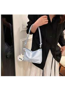 New Korean-Style High-Quality Glossy Satin Shoulder Bag / Underarm Ladies' Shoulder Bag / Luxurious, Stylish And Cute - Blue Without Pendant - View 7