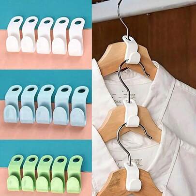 5/10/20/50/100pcs Mini Clothes Hangers, Suitable For Wardrobe Connecting Hooks, Stackable Plastic Wardrobe Clothes Racks, Thickened Plastic Connecting Buckle Hooks, Applicable To Various Types Of Hangers, For Wardrobe Organization And Hanger Connection, Stackable, Smooth Workmanship, Made Of New PP Material.