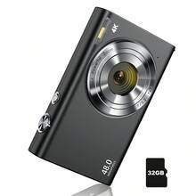 Digital Camera, Auto Focus FHD 4K Vlogging Camera 48MP 16X Digital Zoom Compact Camera With 32GB Memory Card Portable Point And Shoot Cameras For Teens Beginner Adult