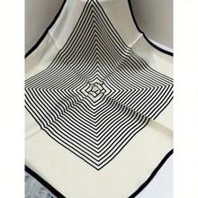 Women's Black And White Striped Square Scarf Suitable For All Seasons Elegant And Simple - Black and White - View 9
