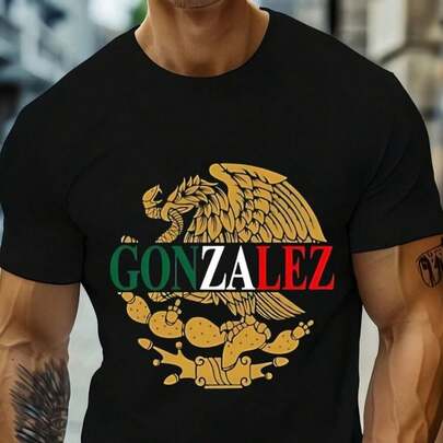 C-AmiS-eta negra con escudo nacional mexiC-Ano y nombre Gonzalez,C-AmiS-eta informal de manga corta con cuello redondo y estampado de letR-AS para hombre, 100 % aL-GodónCamiseta 100 % algodón de 220 g que ofrece el equilibrio perfecto entre comodidad y estructura. Suave al tacto, pero duradera, es una prenda básica para quienes exigen más de sus zuecos. Tops transpirables, conjuntos de otoño para mujer, conjuntos de vacaciones para mujer, disfraces de Halloween para mujer.
