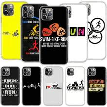 Triathlon Swim Bike Run Phone Cover Compatible With Apple  12 13 Mini 15 Pro Max 11 Pro 14 Plus 16 Pro Max 16E Case Shell Cover Clear TPU P, Cover Compatible With  17 Case,  17 Pro Case,  17 Pro Max Case