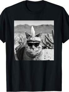 Cat And Indigenous People Tribe T-Shirt - Style 18 - View 1