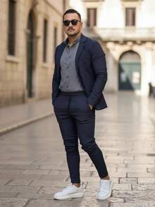 Men's Set Blazer Pants Slim Suit Formal Fashion - 水鴨藍 - 查看 6