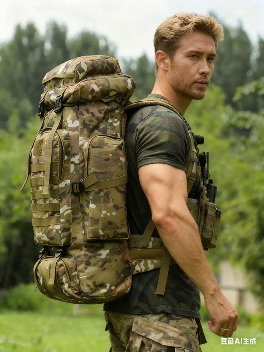 100L Taktischer Tarnrucksack, Multifunktionale Überlebenstaschen, Outdoor-Rucksack, Nylonmaterial, Wanderrucksack, Schießstandtasche, Herrentasche, Sporttasche, Motorradtasche, Angeltasche, Studententasche, Laptoptasche, Großer Stauraum, Gurtband, Vintage-Stil, Wasserabweisend, Eimertasche, Halloween-Geschenk, Weihnachtsgeschenk, Geburtstagsgeschenk, Geschenk für den Freund