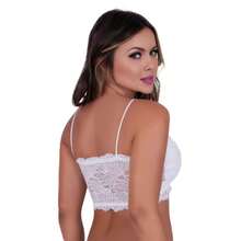 Kit 2 Top Faixa Renda Forrado Sem Bojo Com Alça Fina Lingerie Cropped Feminino Blogueirinha - Multicolorido - Visão 4