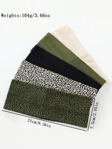 5pcs/Set Fashionable Women Leopard Print Soft Non-Slip Headbands, Elastic Yoga Sports Hair Accessories, Versatile For Daily Wear, Suitable For Multiple Occasions Winter Scarf Warm Hair Bands Women Bandanas Hair Bow - 多色5件套裝 - 查看 5