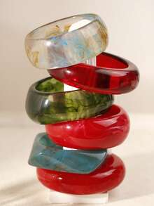 1-3 PCS Bracelet Set Resin Bangle Red White Gold Glossy Chunky Fashion Acrylic Gift For Girlfriend, Holiday Gift, Suitable For Daily Wear, Valentine's Day Gift, Date Wear