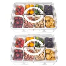 THELIFE Large 8-Compartment Snack Container With Lid And Handle - , PP Tray, Dishwasher And Microwave - Reusable Rectangular Design, Party Snack Organizer.
