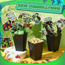 DSoulchen 6 Sets 84 Pcs Video Game Party Centerpieces Decorations Video Game Themed Table Toppers With Box Gaming Level Up Cutouts And Sticks For Shower Party Birthday Decor Green - như hình ảnh - Xem 4
