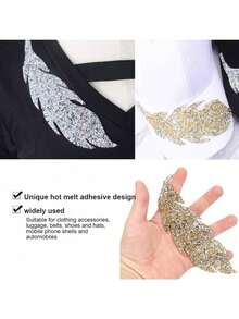 EstiloParches Adhesivos Para Planchar En Forma De La Hoja, 5 Piezas Parche Adhesivo Con Diamantes De ImitacióN Adornos Parche Para Ropa Jeans DecoracióN De ReparacióN (Oro)VersióN Mejorada - Pago - Ver 12