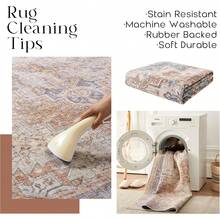 5x7 Washable Boho Neutral Vintage Rustic Earth Tone Area Rug With Rust Terracotta Pattern For Living Room, Dining Room, Bedroom - Light Tan Brown Beige, Modern Farmhouse Style - Terracotta - View 4