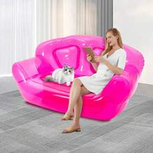 Inflatable Clear Pink Double Person Sofa Blow UP Chairs Portable Camping Yard Couchs Inflatable Patio Furniture - Red - View 11